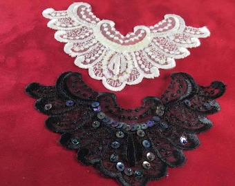 Black, Black AB or Ivory AB Lace Yoke or 6 inch Applique