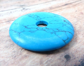 Simulated Turquoise Large 40mm Donut Stone Pendant for Jewelry Beads or Craft Designs on SALE for 25% off