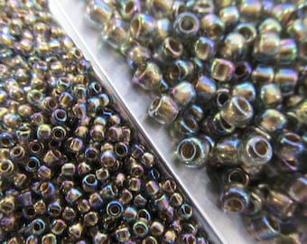 Transparent Rainbow Black Diamond Gold Lined size 11/0 or 6/0 Toho Glass Seed Beads (10 grams) for Jewelry Making