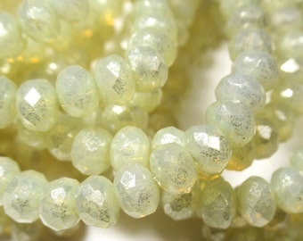 Light Ivory Cream Mercury Czech Glass 5mm x 3mm Faceted Rondelle Jewelry Beads - strand of 30 beads