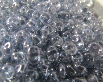 Denim Blue Czech Glass SuperDuo Two-Hole Jewelry Beads (10 grams)