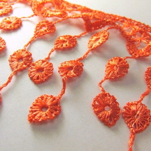 Orange Coral Peach Venise Lace Bridal Victorian 3.5 inch Fringe Trim image 3