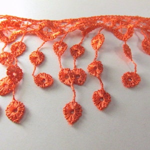 Orange Coral Peach Venise Lace Bridal Victorian 3.5 inch Fringe Trim image 4