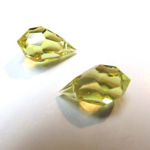 2 Preciosa Czech Fine Crystal Yellow Jonquille  9mm x 15mm Faceted Teardrop Top Drilled Briolette Jewelry Beads