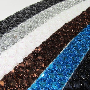 Gunmetal Slate Gray, Silver, White AB, Chocolate Brown or Blue Turquoise Crisscross 20mm Sequined Trim by the yard image 1