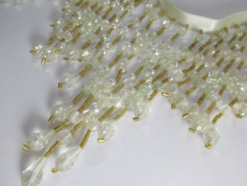 Beaded Fringe Trim in Ivory Very Pale Mint Green Light Gold Etsy