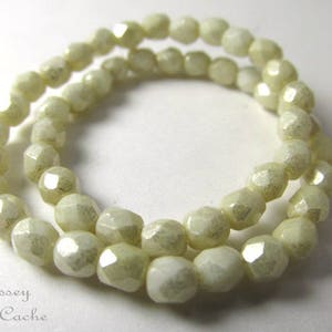 Beige Luster Czech Glass 4mm or 6mm Fire Polished Jewelry Beads
