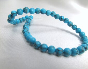 Simulated Turquoise round beads -  half strand of approximately 45 beads - SALE 33% off