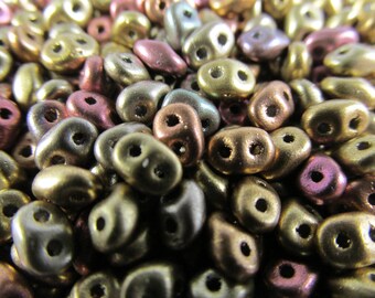 Metallic Mix SuperDuo Czech Glass 2.5 x 5mm jewelry making beads (10 grams)