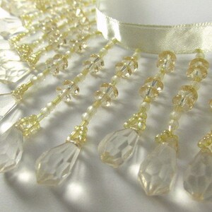 Beige Gold Graduated 2.75 Medium Teardrop Beaded Fringe Decorator Beaded Trim 1/2 Yards