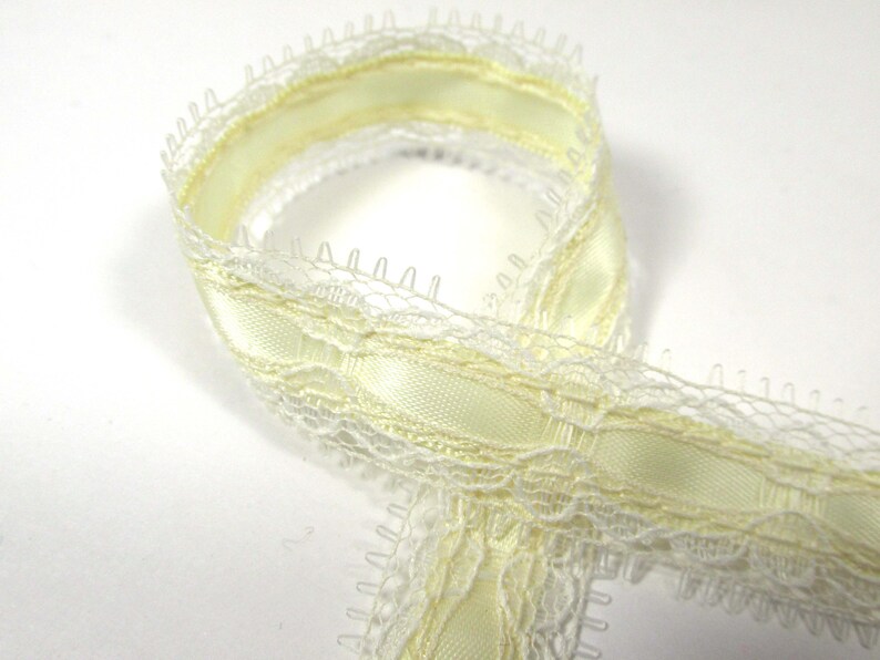 Lace 18mm Wide Satin Ribbon Insert Trim in White or Ivory
