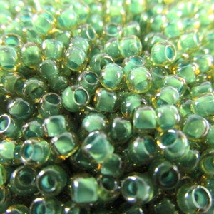 Topaz Green Seafoam Lined size 8.0 Toho Czech Glass seed beads (10 grams) jewelry making beads