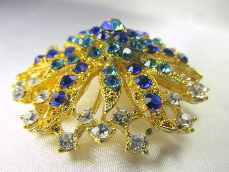 Vintage style 2 inch large Gold Turquoise  and Cobalt  Blue  