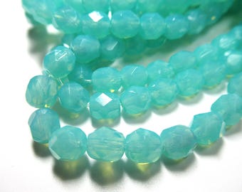 Sea Green 6mm Czech Glass Jewelry Beads - Strand of 25
