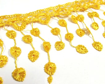 Sunflower Yellow Gold Venise Lace Bridal Victorian 3.5 inch Fringe Trim By The Yard