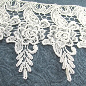 IVORY Long 6.25 Inch Venise Lace Gorgeous Rose Lace Trim - 1 yard