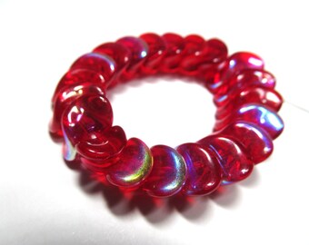 20 Red AB Czech Glass 12mm x 8mm Smooth Potato Chip Nesting Jewelry Beads