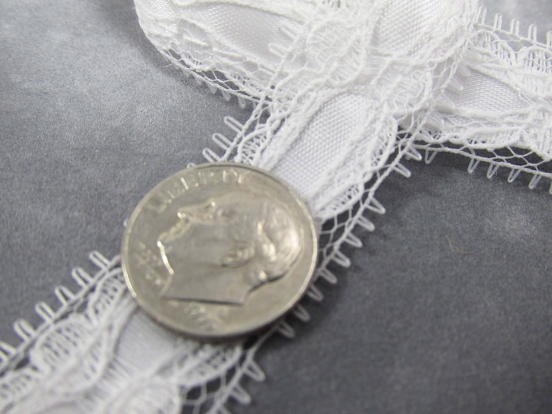 Lace 18mm Wide Satin Ribbon Insert Trim in White or Ivory