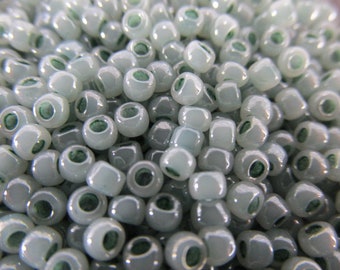 Aqua Ceylon Dark Seafoam Czech Glass 8/0 Seed Beads, 3mm Jewelry Beads  (10 grams)