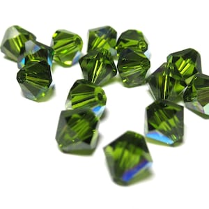 15 Olivine AB 6mm Swarovski Crystal Faceted 6mm Bicone Jewelry Beads