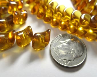 20 Golden Topaz Czech Glass 12mm x 8mm Smooth Potato Chip Nesting Jewelry Beads