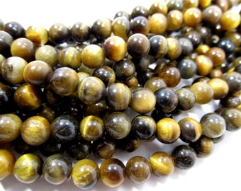 35 Brown Tigers Eye 6mm round semiprecious stone jewelry beads on SALE at 25% off