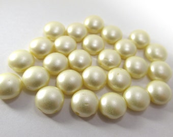 25 Ivory Pastel Pearl 2 Hole 8mm Cabochon Candy Beads for Beadwork Jewelry