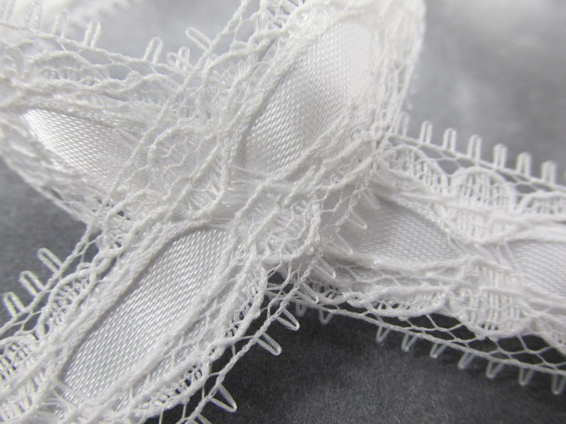 Lace 18mm Wide Satin Ribbon Insert Trim in White or Ivory
