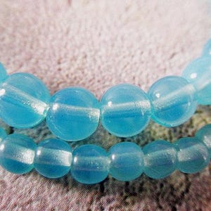25 Czech Glass Light Aqua Blue Opal Round 4mm or 6mm Druk jewelry beads