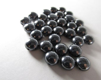 25 Gunmetal 2 Hole 8mm Cabochon Candy Beads for Beadwork Jewelry
