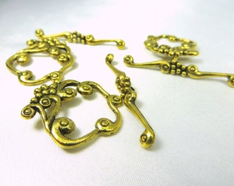 2 pair Antique Gold Plated Pewter Square Grape Cluster Toggle Clasps - SALE 25% off