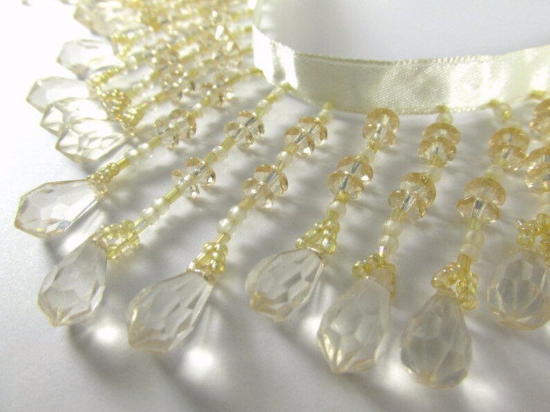 Beige Gold Graduated 2.75 Medium Teardrop Beaded Fringe Decorator Beaded Trim image 3