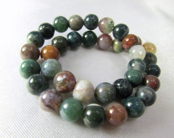 Multicolor Indian Agate 6mm round Jewelry Beads - half strand in green, pink, brown, cream, white - SALE 25% off