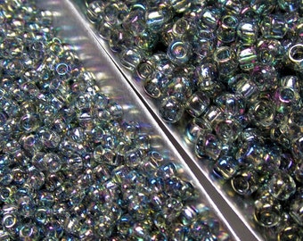 Transparent Rainbow Black Diamond size 11/0 or 8/0 Japanese Toho Glass Seed Beads (10 grams) for Jewelry Making