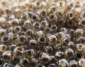 Crystal Gold Lined 8.0 Japanese made Glass Tohos (10 grams) jewelry making seed beads