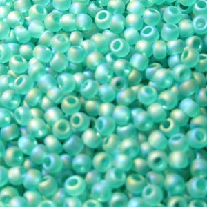 Sea Green Peridot Transparent Rainbow Size 11.0 Czech Glass seed beads (10 grams) jewelry making beads