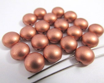 Silky Copper 2 Hole 8mm Cabochon Candy Jewelry Beads (25)