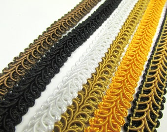 Brown, Black, White, Sunflower Yellow, or Black and Gold  1/2 inch Raised Heavy Gimp Decorator or Upholstery Trim