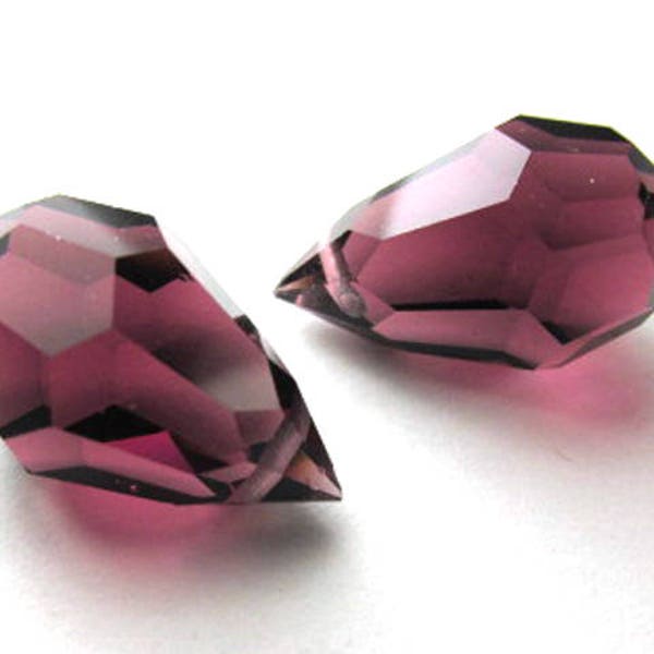 Purple Amethyst Czech Preciosa Fine Crystal 20mm x 12mm Faceted Teardrop Briolette Jewelry Beads