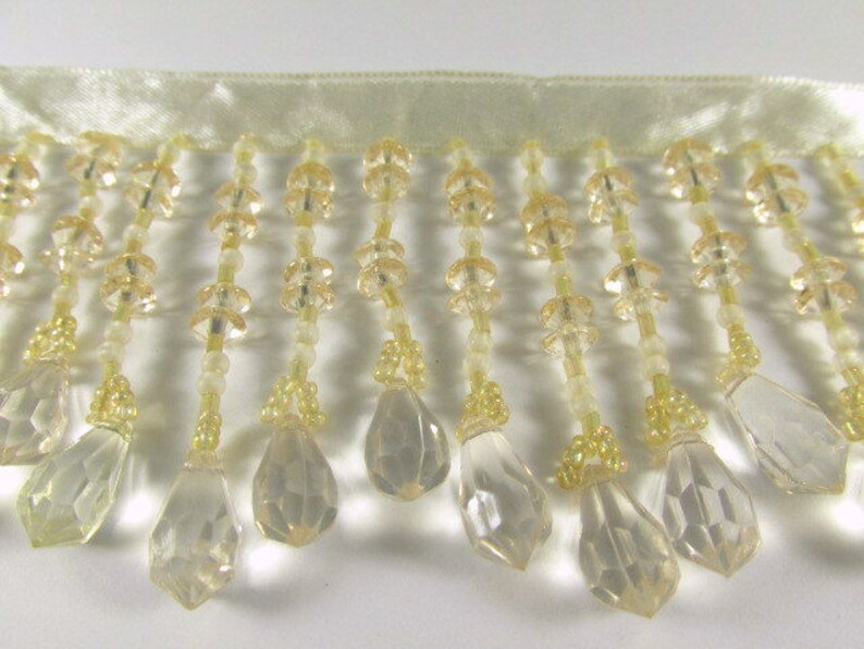 Beige Gold Graduated 2.75 Medium Teardrop Beaded Fringe Decorator Beaded Trim image 2