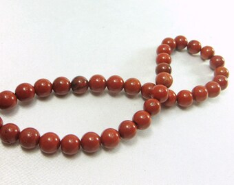 Red Jasper Semiprecious Stone 6mm Round Dark Rust Red Jewelry Beads - 36 beads - SALE 25% off