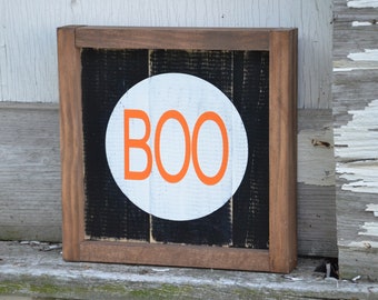 Halloween Framed Wood Sign| Halloween Sign| Shiplap sign| Boo Sign| Wood Sign| Halloween decor