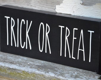 Trick or Treat Wood Block Sign