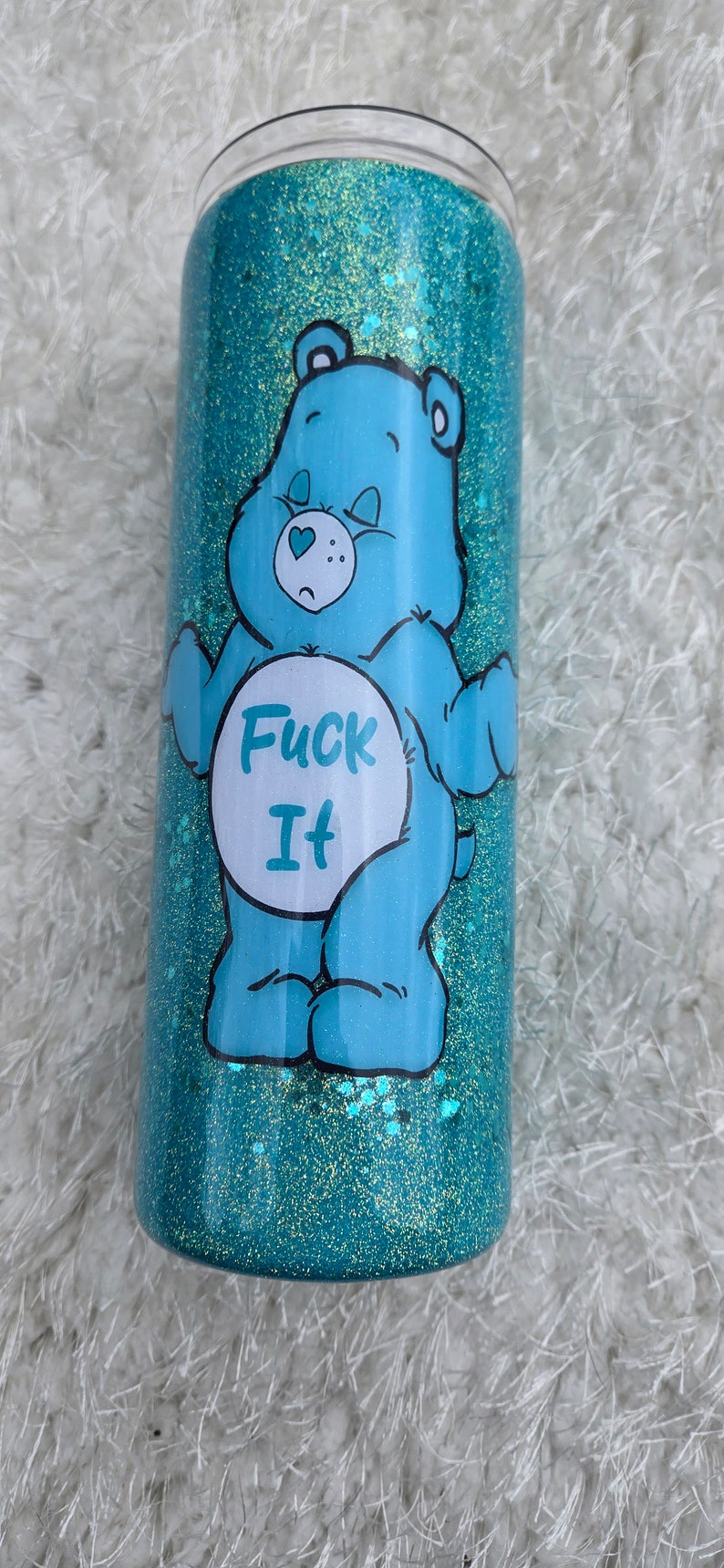 Swear Bear Glitter Tumbler 20 oz. Skinny Tumbler, Personalized Tumbler image 4