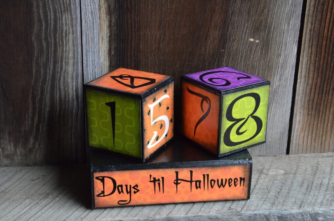 Halloween Countdown Advent Blocks Etsy