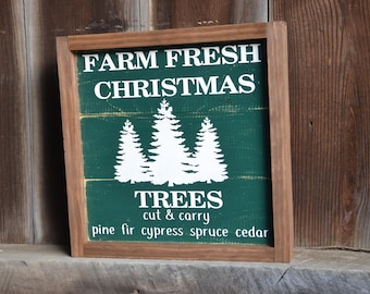 Christmas Tree Wood Shiplap Framed Sign