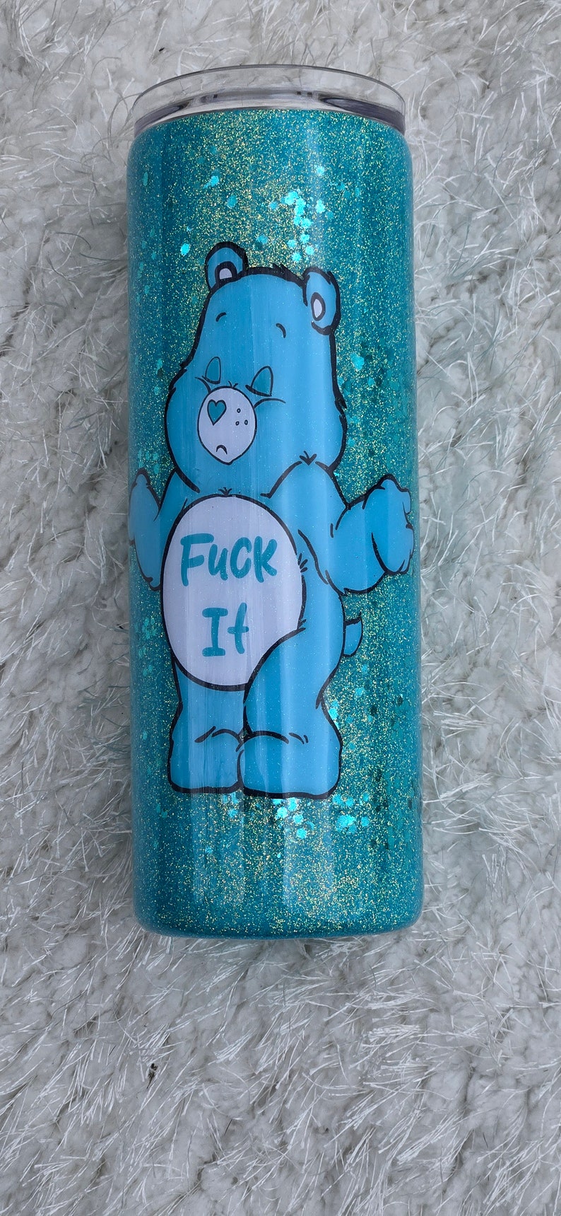 Swear Bear Glitter Tumbler 20 oz. Skinny Tumbler, Personalized Tumbler image 2