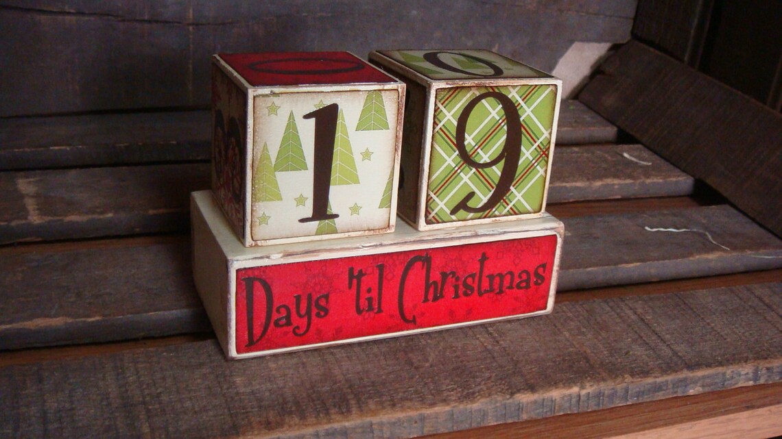 Christmas Countdown Advent Blocks Etsy