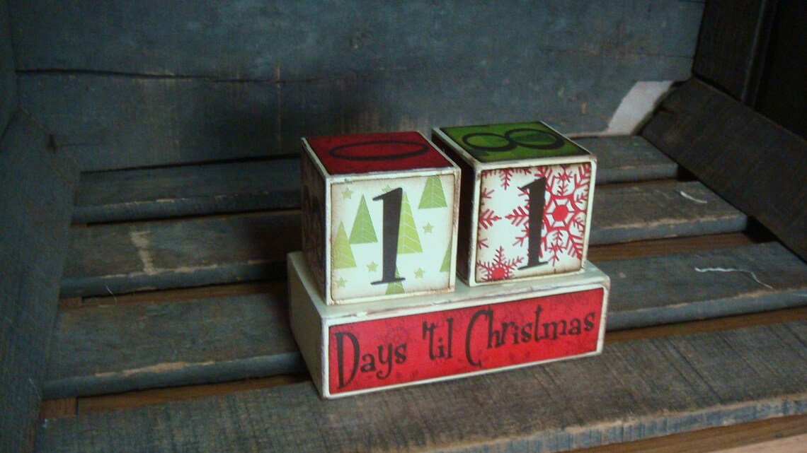 Christmas Countdown Advent Blocks Etsy