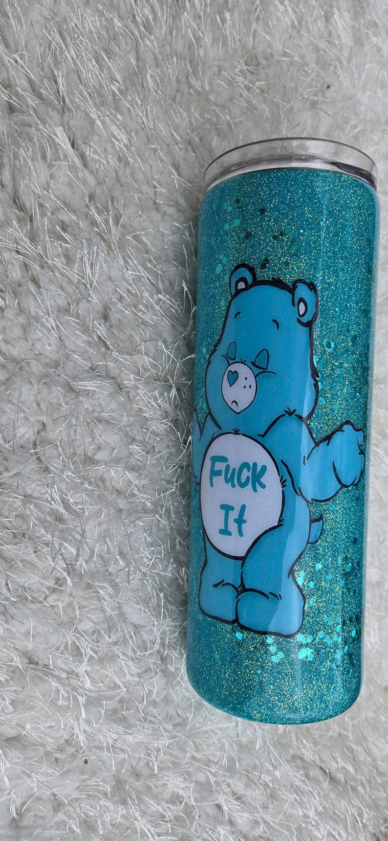 Swear Bear Glitter Tumbler 20 oz. Skinny Tumbler, Personalized Tumbler image 3